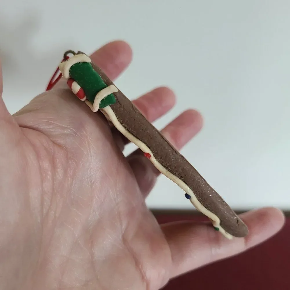 Vintage Mitten Gingerbread Cookie & Peppermint Stick Cookie Christmas Ornaments